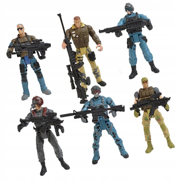 6-piece Kids' Plastic Soldier Model Playset with Smooth Edges