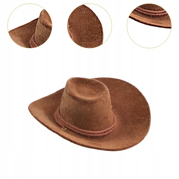 1:6 Cowboy Hat – Mini Western Hat – Props – Pretend Play – Mini Hat – Brown Model