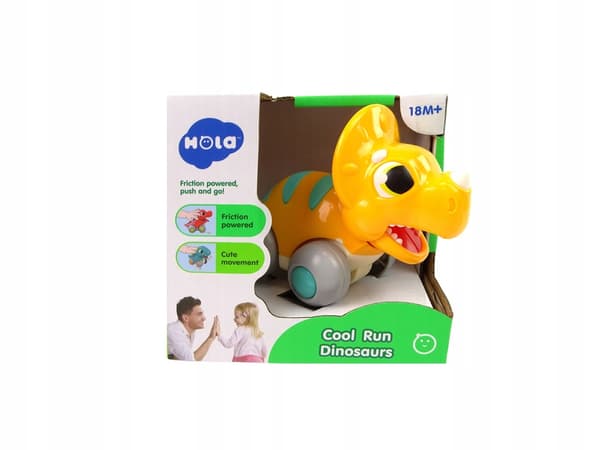 YELLOW DINOSAUR ON WHEELS FIGURINE