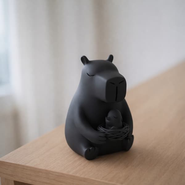 DECORATIVE CAPYBARA FIGURINE WITH A CHICK IN A NEST – MANY COLOURS