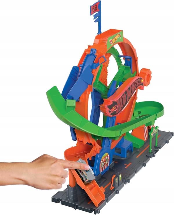 HOT WHEELS CAR TRACK SET: LOOP, FERRIS WHEEL, LIGHTS AND SOUNDS + CAR