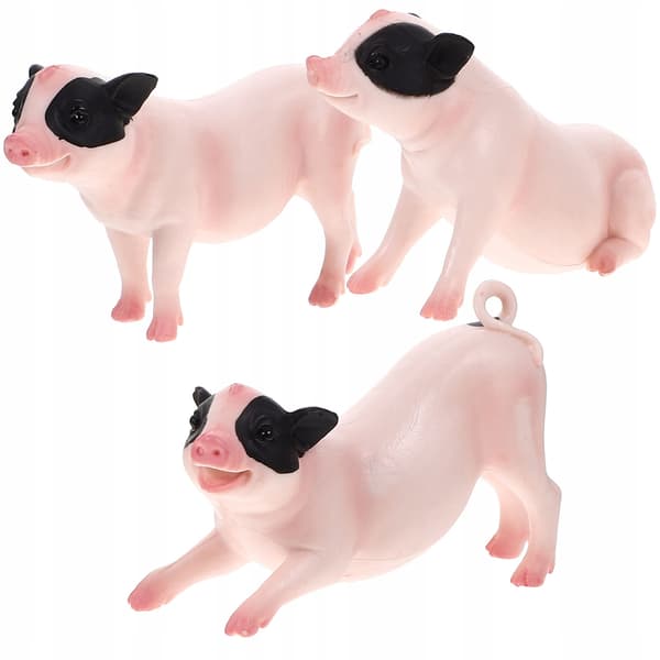 3 PVC PIG FIGURINES – REALISTIC DECORATIONS