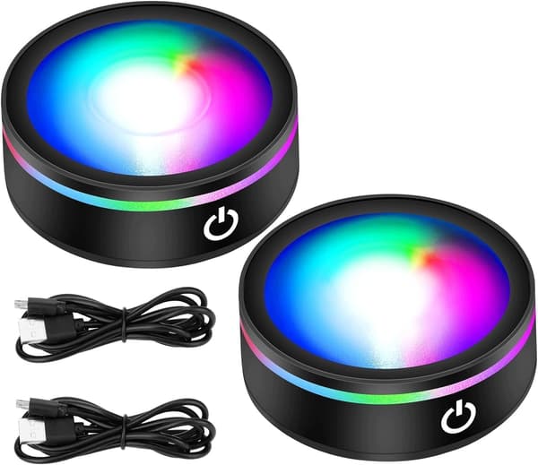 LED BASE SET OF 2 ROUND CONCAVE FLAT BASE PLATES – COLOURS AND LIGHTING