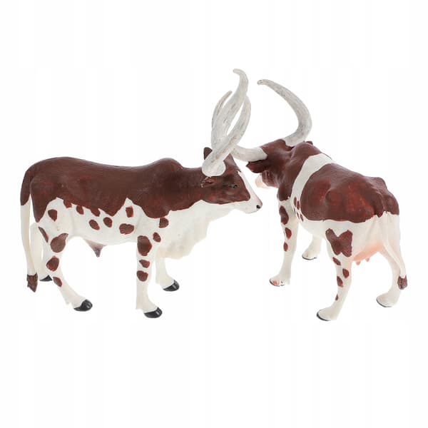 2 DECORATIVE COW FIGURINES, PLASTIC EDUCATIONAL MODELS