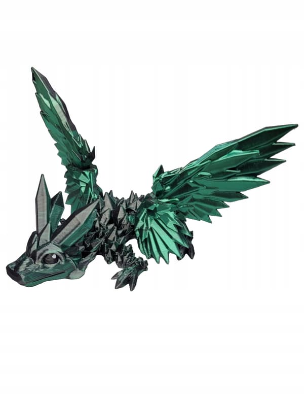 Movable Dragon with Wings and a Dragon Egg – Mistic Green Crystal Dragon Set