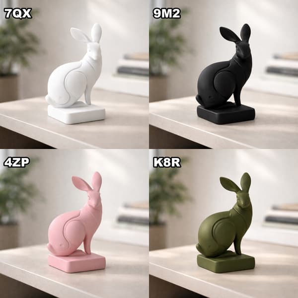 DECORATIVE FIGURINE: RABBIT SITTING ON A STAND – MANY COLOURS