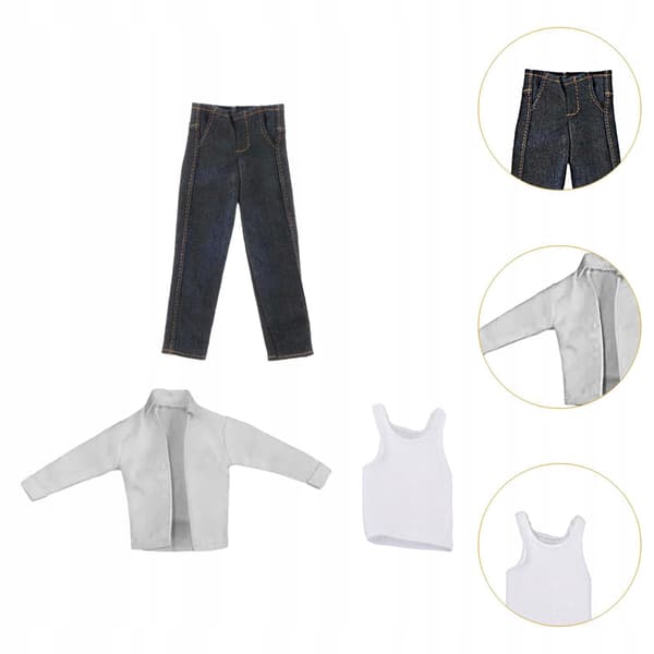 1:12 scale action figures – Shirt and jeans set – Model Doll Decor, black