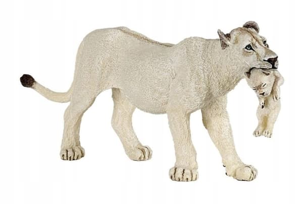 WHITE LIONESS WITH CUB [FIGURINE]