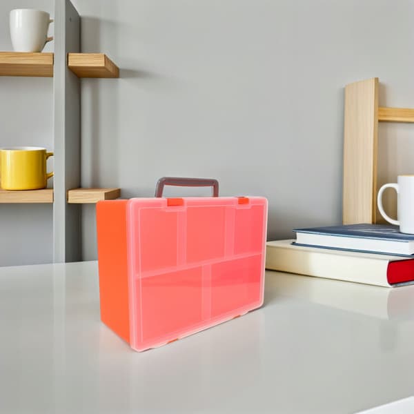 STORAGE BOX FOR BUILDING BLOCKS WITH A TRAY AND A SECURE LID THAT CLOSES WITH