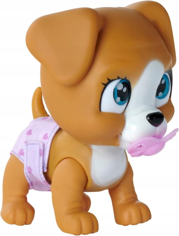 Simba DOG WITH DRINKING AND PEEING FUNCTIONS 15cm + DIAPER GANG ACCESSORIES