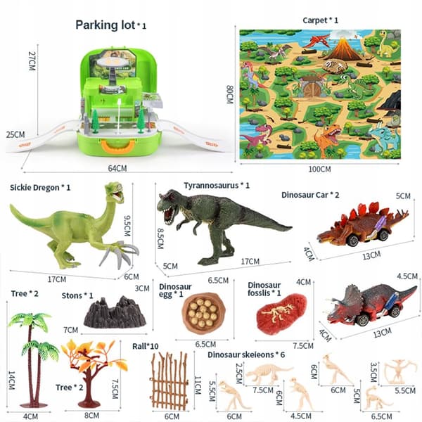 Dinosaur play set Activity Play mat Trees Rocks Storage map Box
