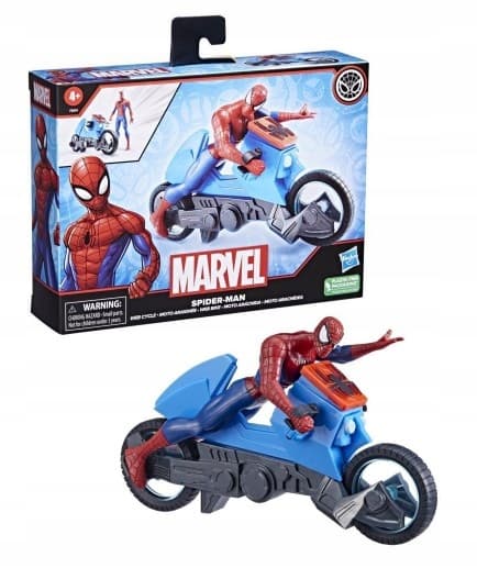 HASBRO MARVEL SPIDER-MAN SPIDER-MAN FIGURE WITH WEB CYCLE MOTORCYCLE F5074