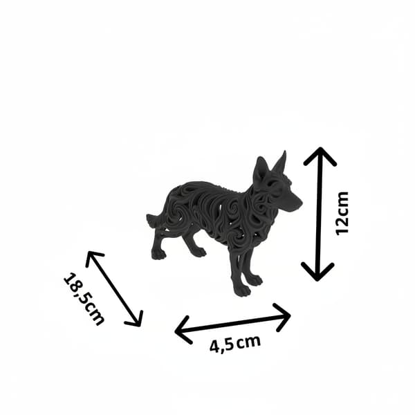 GERMAN SHEPHERD FIGURINE – OPENWORK 3D DECORATION, MANY COLOURS