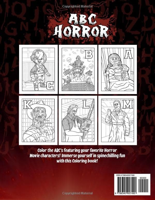 M.Cronts, Terry: ABC Horror Colouring Book: 24 Spooky Colouring Pages Featuring
