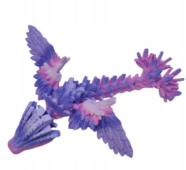 Movable crystal dragon with wings – 3D-printed figurine
