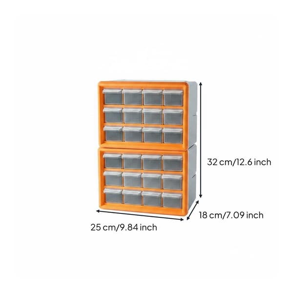 Organiser, Cabinet, Clean, Drawers, Drawer, Cabinet, Stackable, 24-grid, Orange