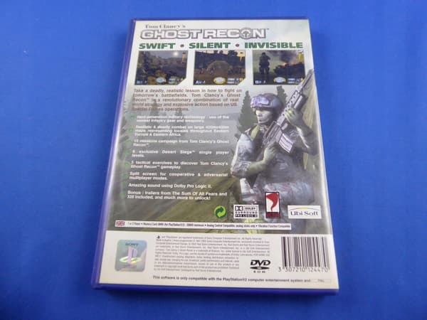 TOM CLANCY'S GHOST RECON – game disc in very good+ condition, complete PS2 set