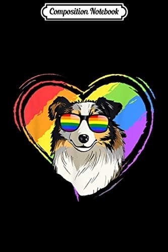Composition Notebook: Australian Shepherd Rainbow Heart Gay Pride LGBT Gift