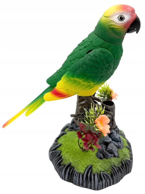 Singing parrot, interactive battery-operated parrot, interactive bird.