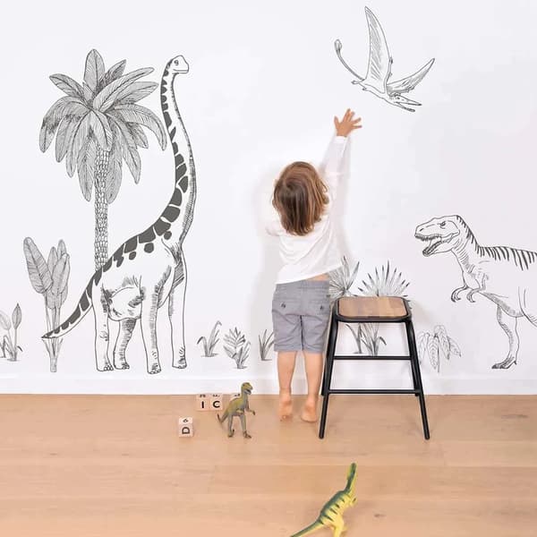 Lilipinso XL Brontosaurus Wall Sticker with Palms – Grey