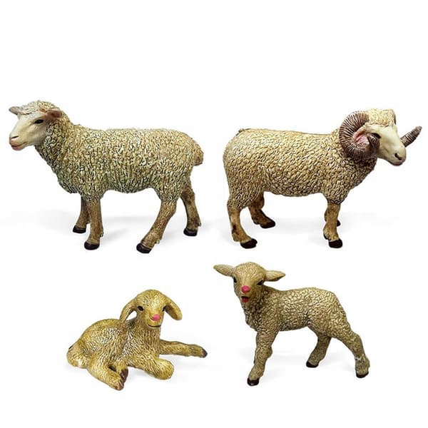 Lifelike Animal Model, educational mini figurines – Miniature Models: 4 sheep