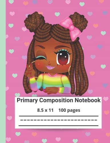 Primary Composition Story Journal: Kawaii Adorable Rainbow Queen Notebook
