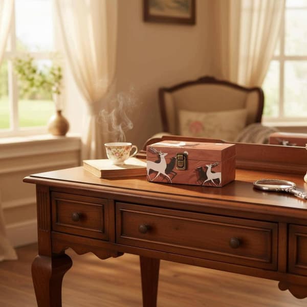 Retro Plaid B wooden storage box