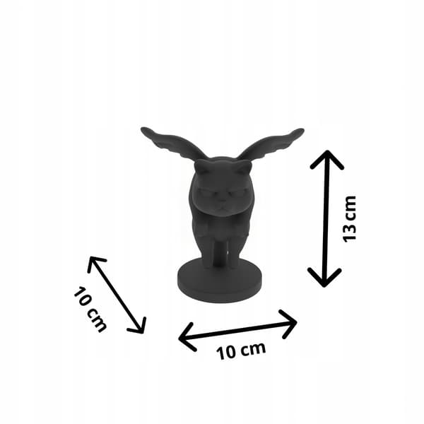 WINGED CAT FIGURINE ON A BASE FOR THE OFFICE – MANY COLOURS