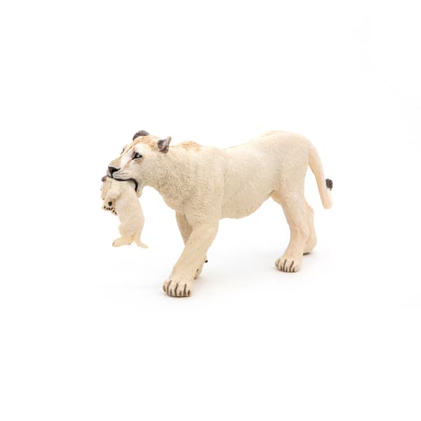 WHITE LIONESS WITH CUB [FIGURINE]