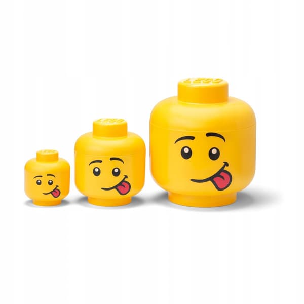 ORIGINAL LEGO CONTAINERS x3 SILLY HEAD TOY – S – M – L