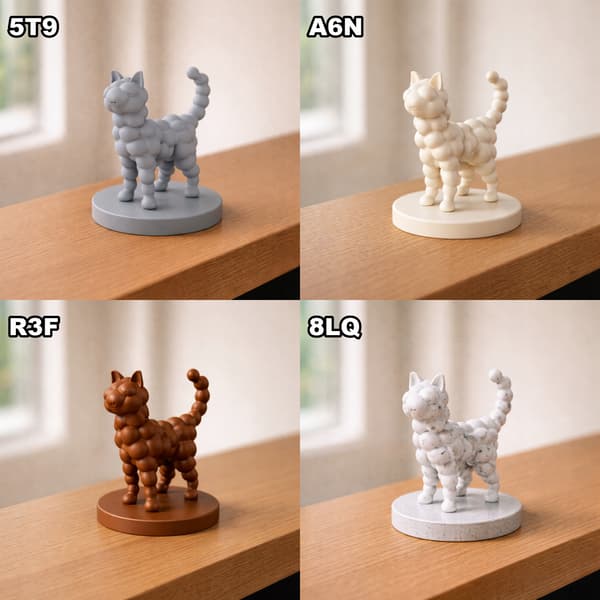 DECORATIVE FIGURINE: BUBBLE CAT ON A STAND FOR INTERIORS – MANY COLOURS AVAILABLE
