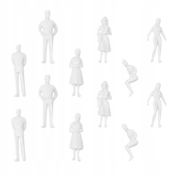 50 MINIATURE WHITE FIGURINES FOR MODELS AND DECORATIONS