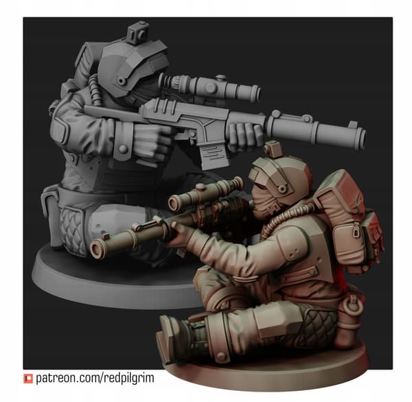Airborn Sniper Team x3 Red Pilgrim Miniatures 28 m