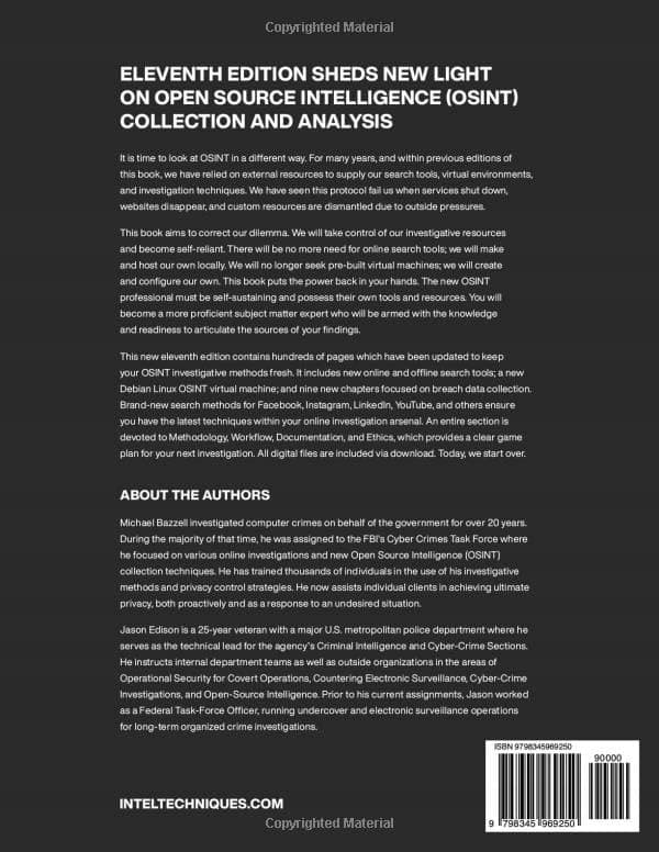 Bazzell, Michael OSINT Techniques: Resources for Uncovering Online Information