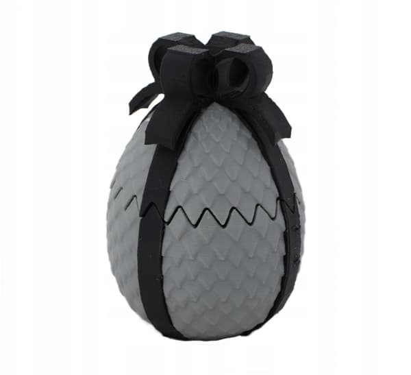 Sani figurine, Egg with ribbon, 75 x 110 mm, Grey, Black
