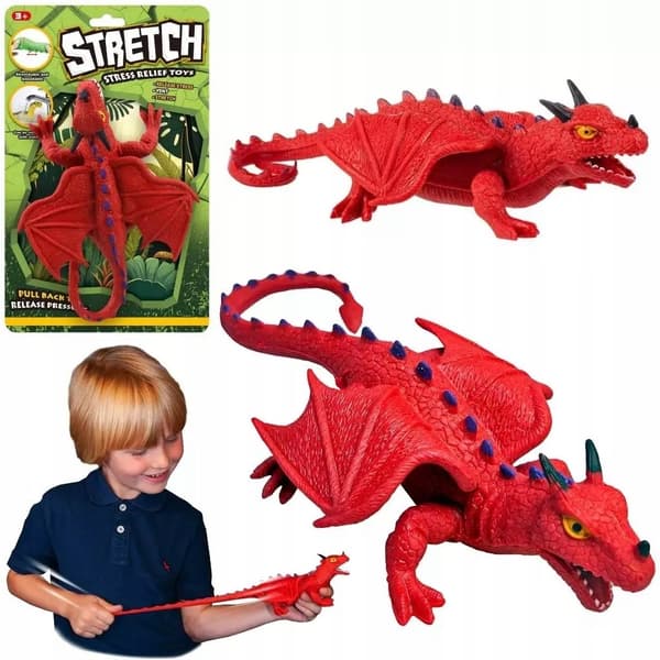 A red dragon dinosaur for stretching.