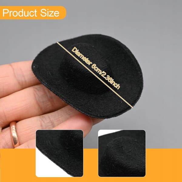 1/6 Mini Cowboy Hat – Small Cap – Model – Decorative Action Figure – Black