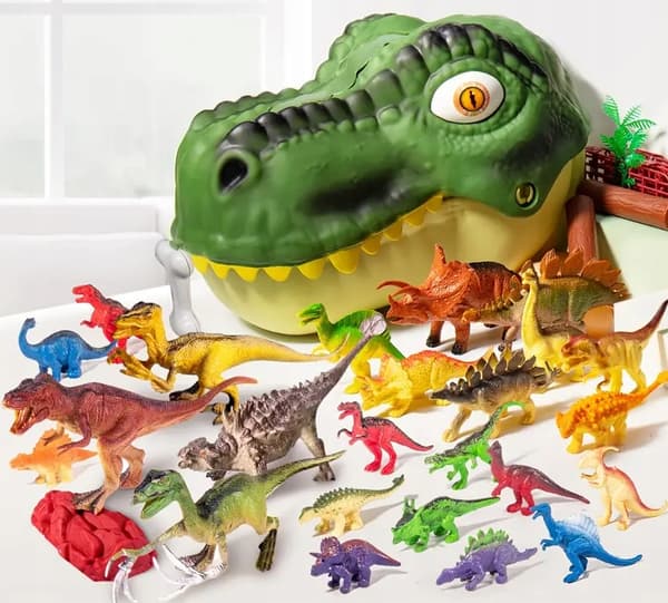 DINOSAURS – LARGE SET: T-REX DINOSAUR FIGURES – Dino Park – SUITCASE