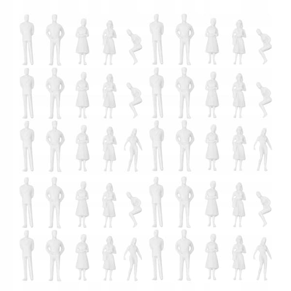 50 MINIATURE WHITE FIGURINES FOR MODELS AND DECORATIONS