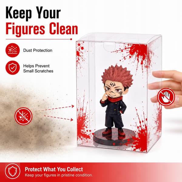 10x Clear Protective Display Box for Figurines with a Red Effect