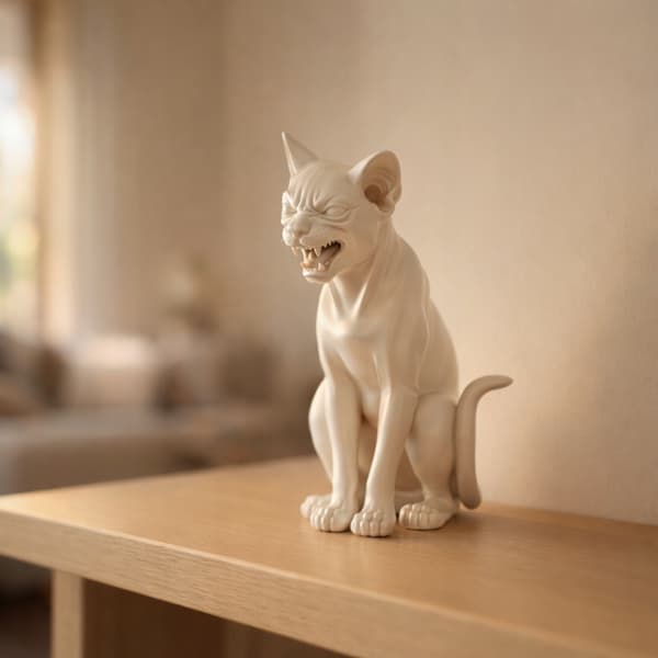 DECORATIVE SITTING CAT FIGURINE – METALLIC FINISH, MANY COLOURS