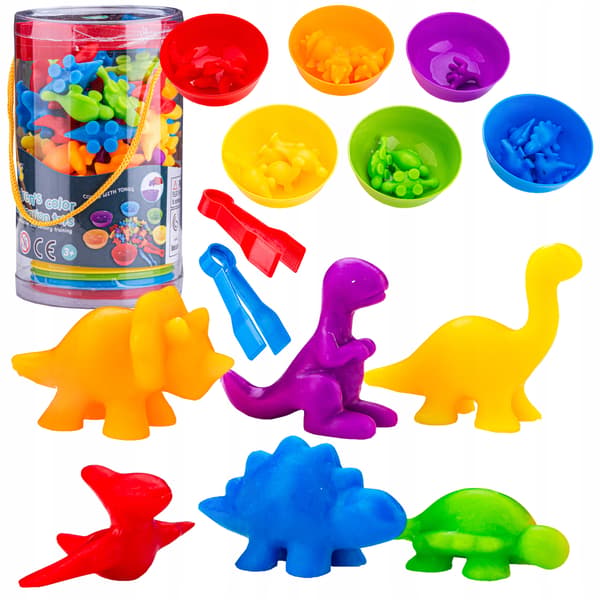 EDUCATIONAL SET: LEARNING COLOURS AND NUMBERS – DINOSAURS Sorting Sorting