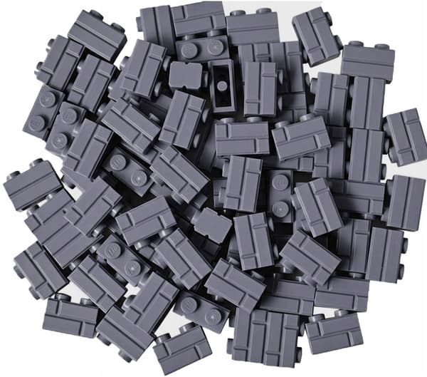 LEGO 1x2 brick – 100 pieces, Wall Bricks 98283, dark grey, Castle