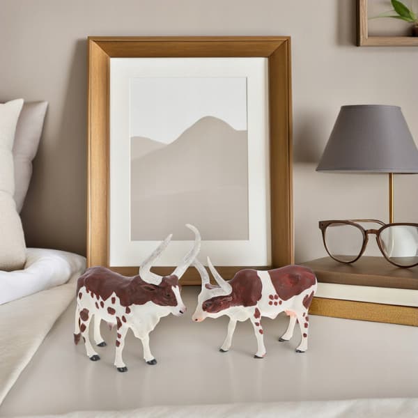 2 DECORATIVE COW FIGURINES, PLASTIC EDUCATIONAL MODELS