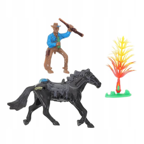 COWBOY AND HORSE MODEL SET FOR PLAY AND DECORATION
