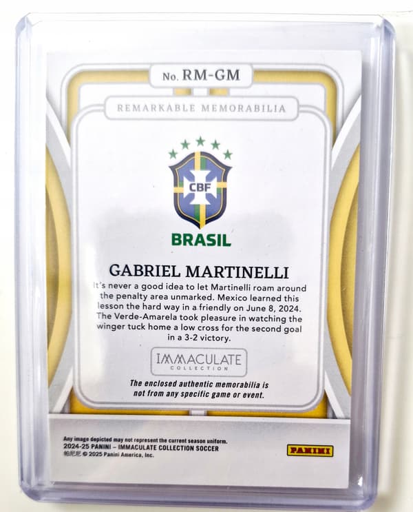 GABRIEL MARTINELLI 2024–25 PANINI IMMACULATE 12/65 BRAZIL JERSEY