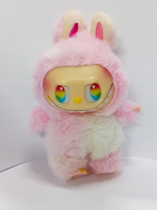 LABU-BI multi-coloured pink-toned keyring soft toy
