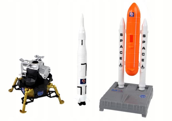 SPACE FIGURINE SET – ROCKET, ASTRONAUT, ROVER, CAR – 8 PIECES