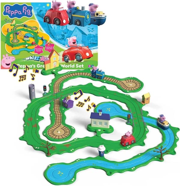 Peppa Pig Train Set, Race Track, Figures, Peppa’s Red Car, Sounds