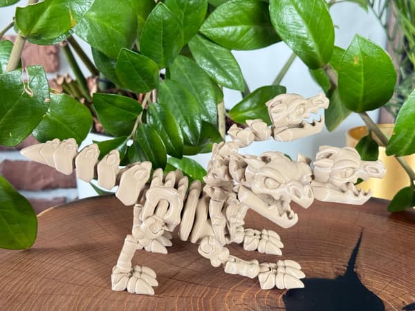 Hydra 3D – dragon skeleton, a fully articulated figure with three heads